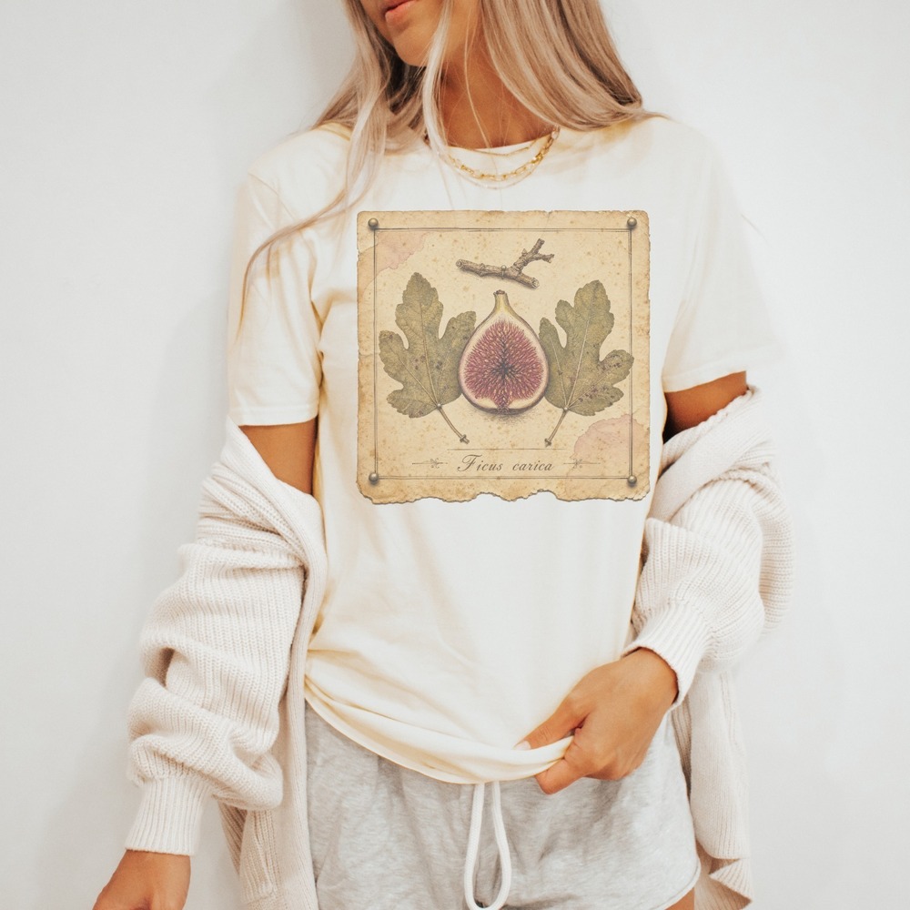 Ficus carica Halved Fig on Parchment Specimen Tee